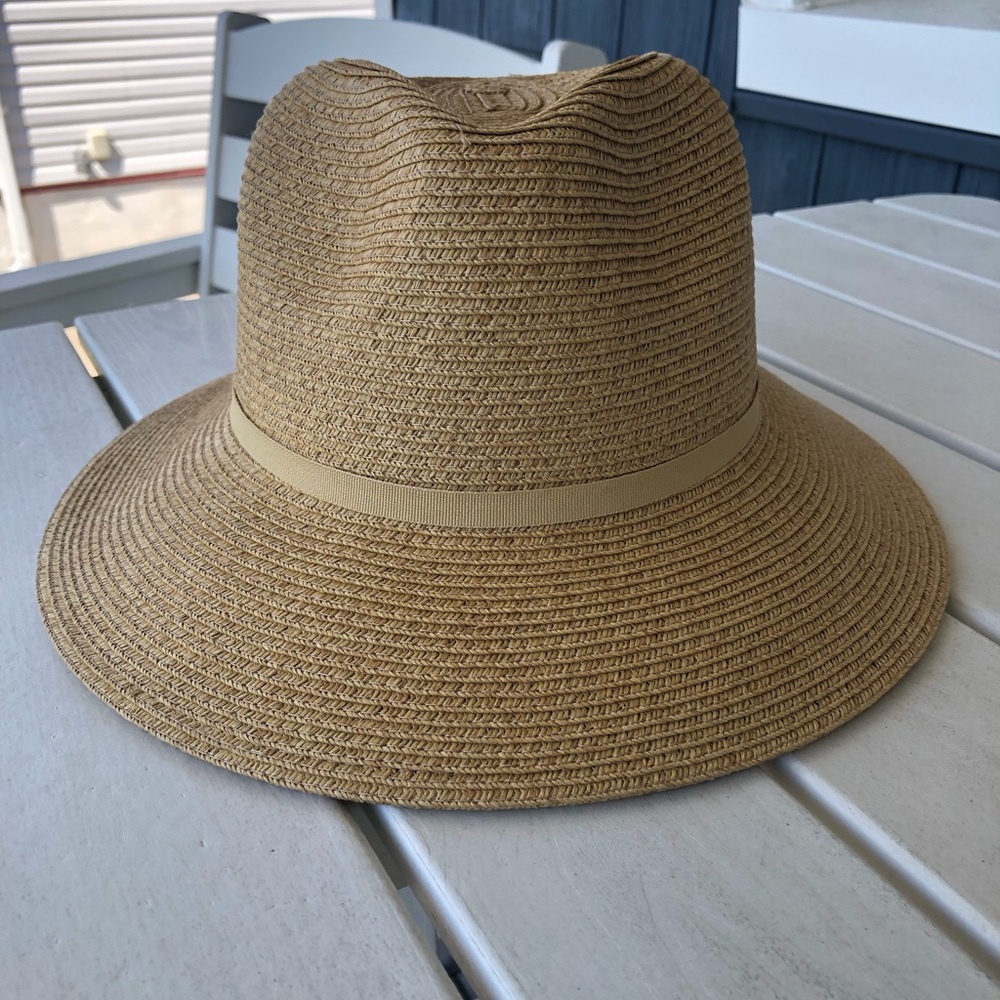 Nine West Wide-Brim Faux Straw Hat in Natural Tan